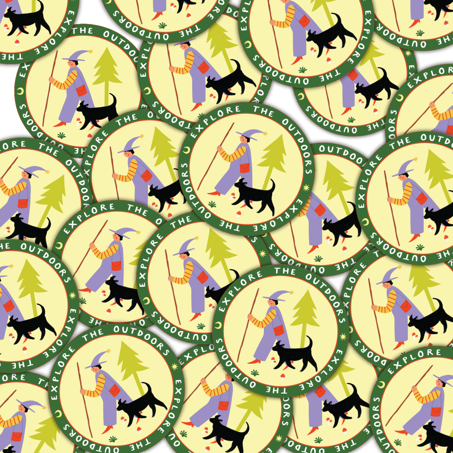 Explore The Outdoors Sticker | Round Vinyl Sticker | Folky