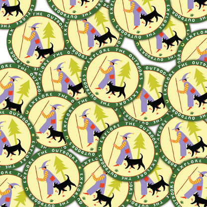 Explore The Outdoors Sticker | Round Vinyl Sticker | Folky