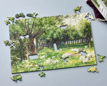 Sheep in an Orchard at Springtime