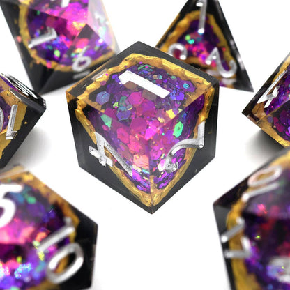 Regal Relic | Geode Sharp Edge Dice | 7-Polyhedral Set