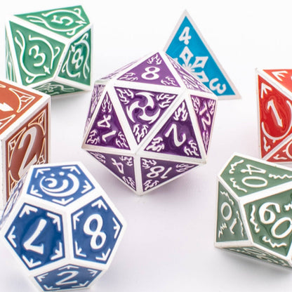 Prismatic Elemental | Solid Metal Dice Set | Zinc Alloy | 7 Piece Set