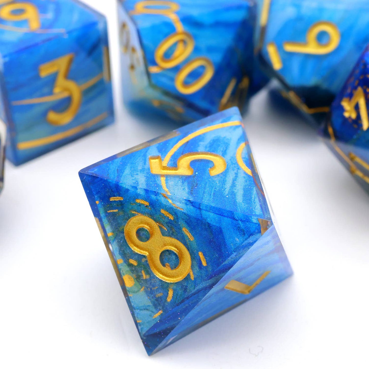 Astral Tide | Art Core Sharp Edge Dice | 7 Piece Dice Set
