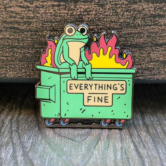 Frog Dumpster Fire Hard Enamel Pin - 1.5"