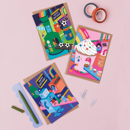 Sprinkles Workshop Birthday Card |  Isometric Cupcake card