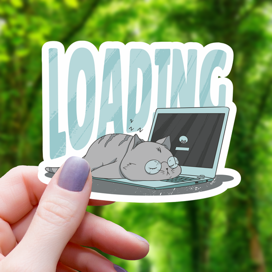 Cat Loading Sleeping On Laptop Sticker - 3