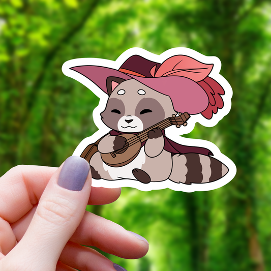 Bard Raccoon TTRPG Sticker - 3"