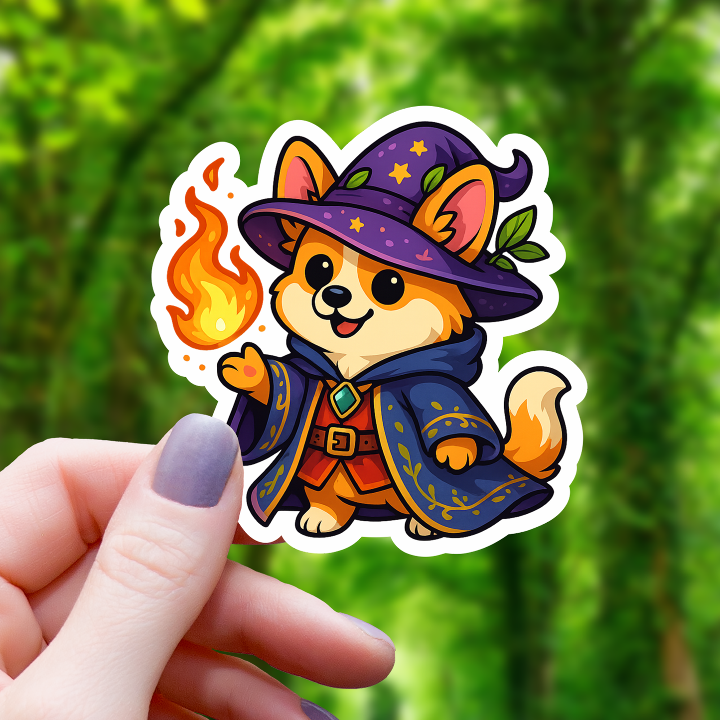 Corgi Wizard Casting Fireball Ttrpg Sticker