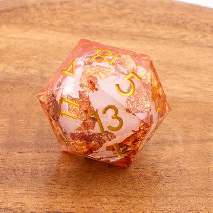 Golden Fae Core | Oversized D20 | Liquid Core Resin | Single Die