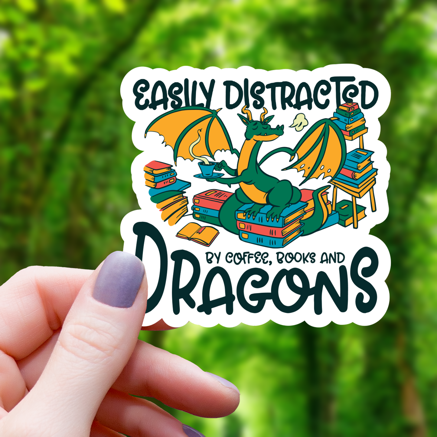 Distracted by Coffee Books Sticker - 3"