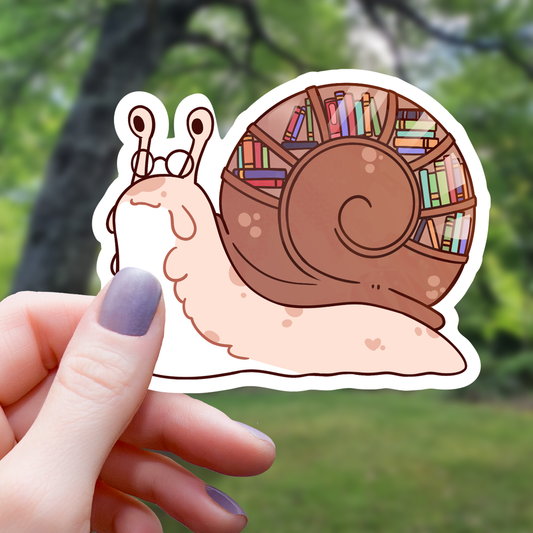 Snail With Library Shell Sticker - 3"