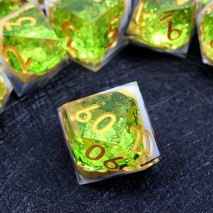 Arctic Emerald | Geode Sharp Edge Dice | 7-Polyhedral Set