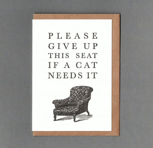 Cat Lover. Letterpress Greeting Card, Eco Friendly