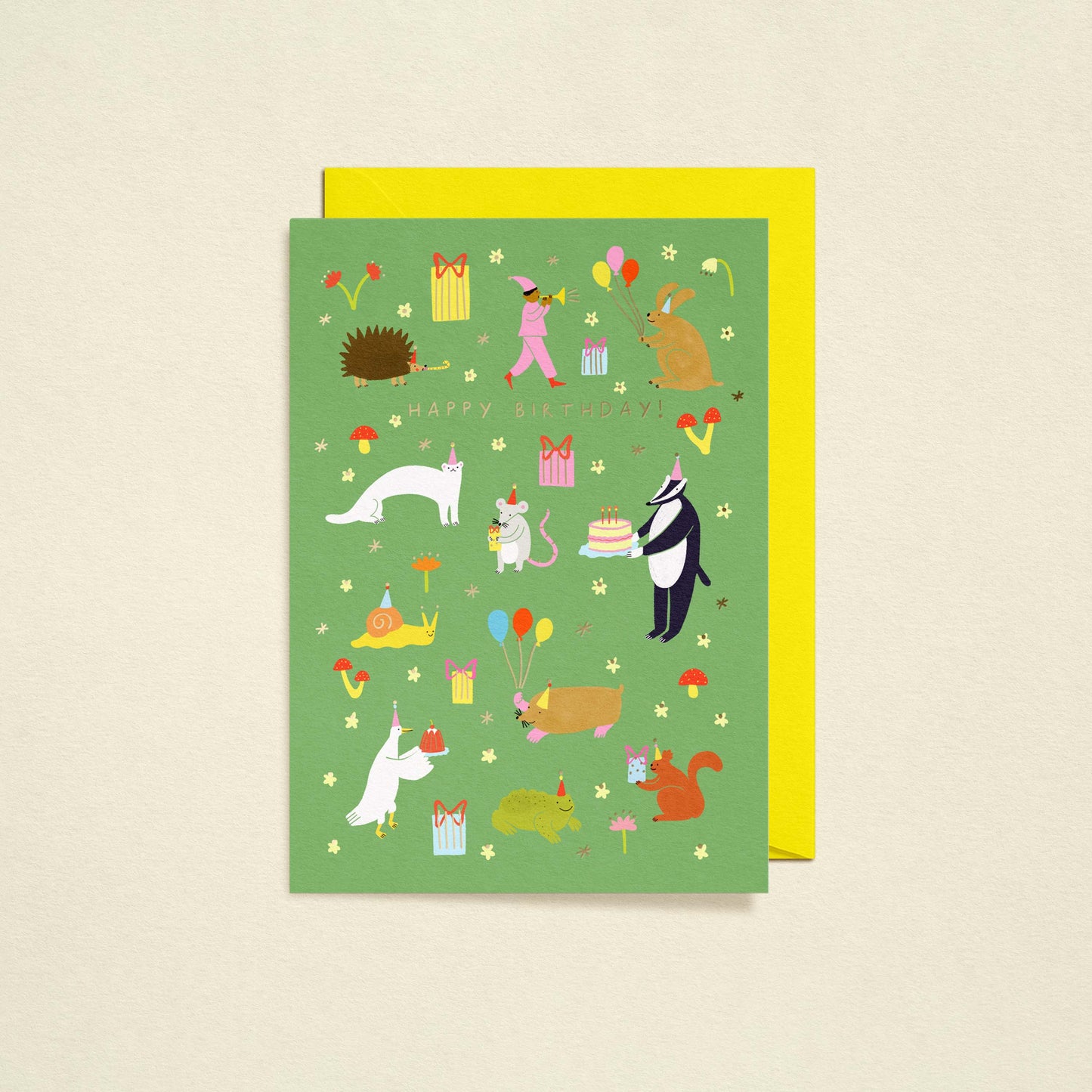 Woodland Party Birthday Card | Gold Foiled Greeting Card
