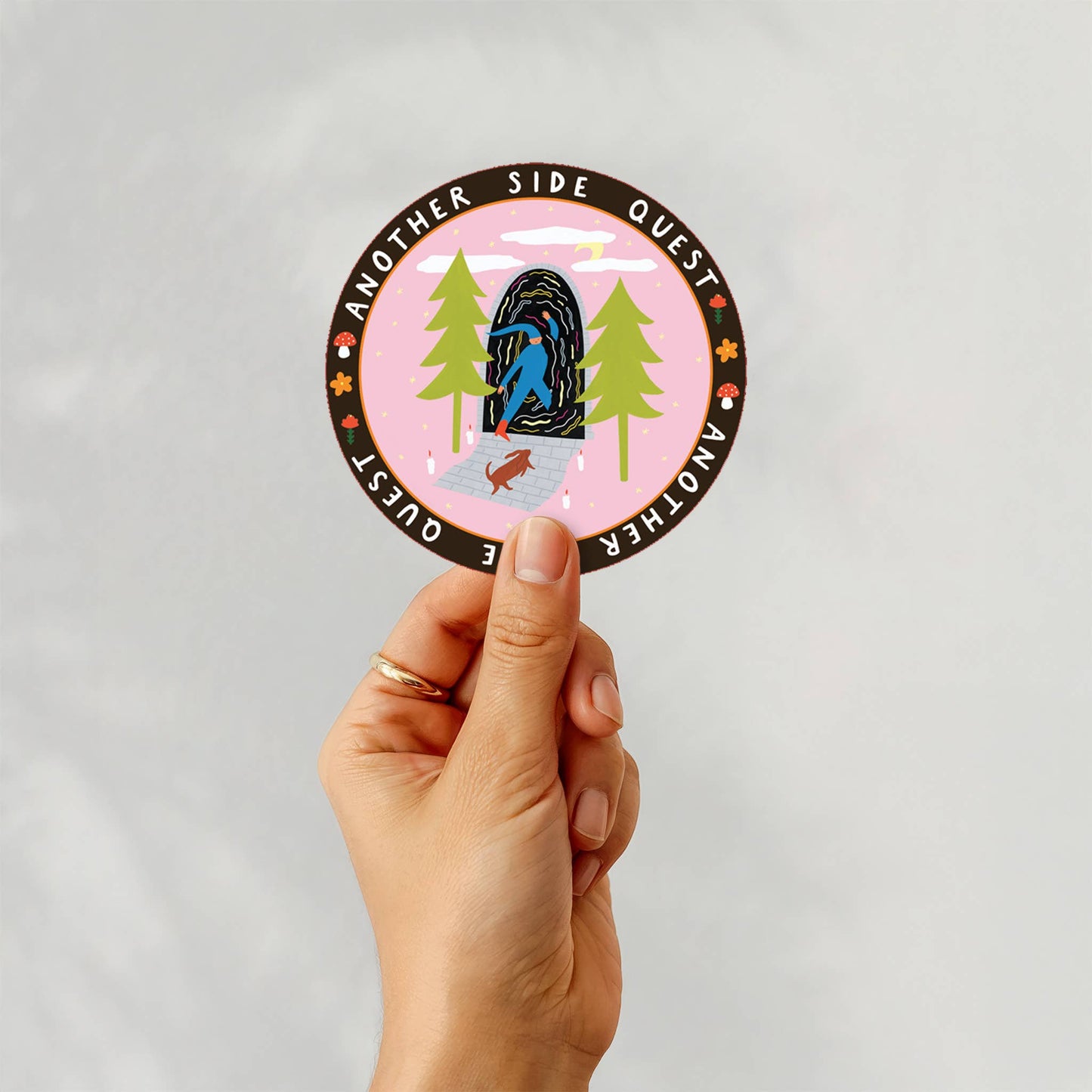 Another Side Quest Sticker | Round Vinyl Sticker | Folky