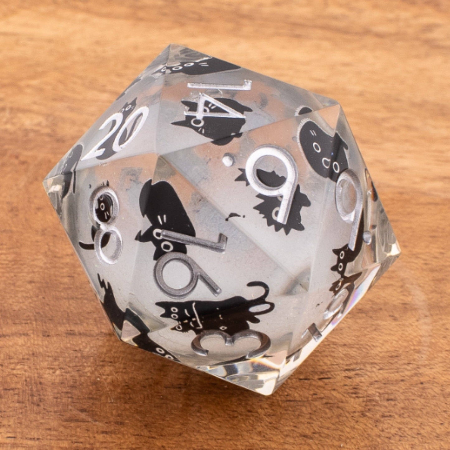 Feline Spirit | Oversized Liquid Core D20 | Resin | Single Die