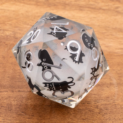 Feline Spirit | Oversized Liquid Core D20 | Resin | Single Die