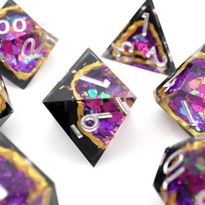 Regal Relic | Geode Sharp Edge Dice | 7-Polyhedral Set