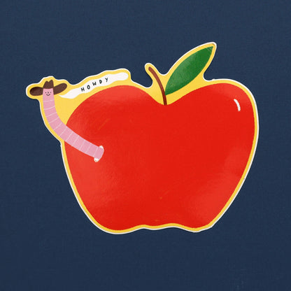 Worm Cowboy Sticker | Howdy Vinyl Sticker | Worm In Apple