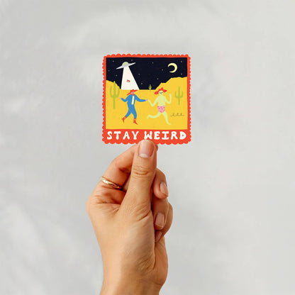 Stay Weird Sticker | Alien UFO Vinyl Sticker | Cowboy