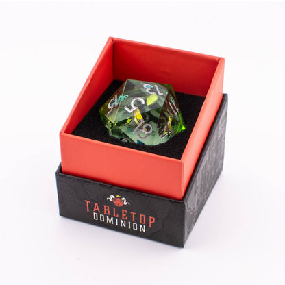 Verdant Wing | 33mm Oversized D20 Liquid Core Dice | Resin | Single D20