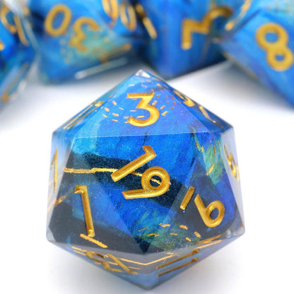 Astral Tide | Art Core Sharp Edge Dice | 7 Piece Dice Set