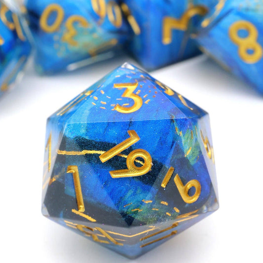 Astral Tide | Art Core Sharp Edge Dice | 7 Piece Dice Set