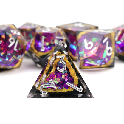 Regal Relic | Geode Sharp Edge Dice | 7-Polyhedral Set