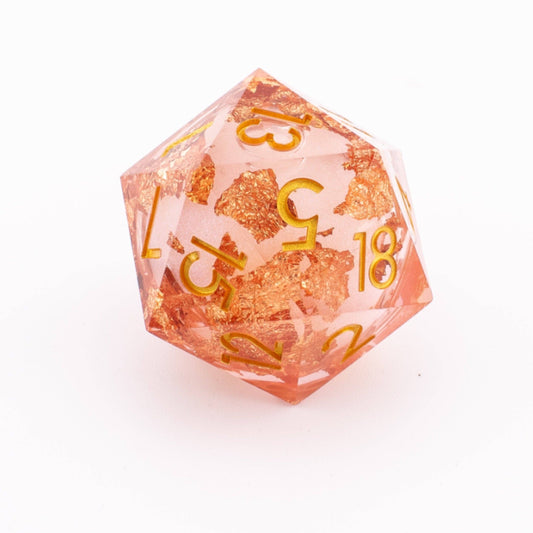 Golden Fae Core | Oversized D20 | Liquid Core Resin | Single Die