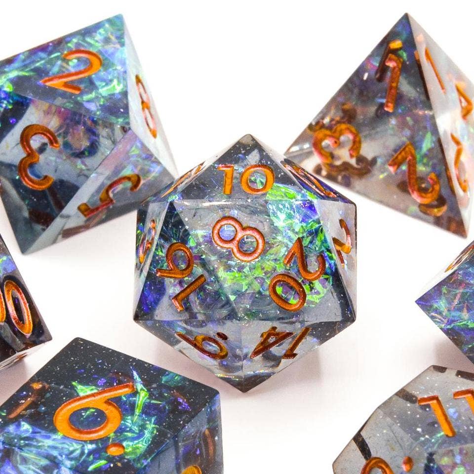 Cosmic Veil | Sharp Edge Dice | 7-Polyhedral Set