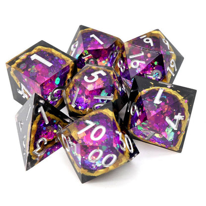 Regal Relic | Geode Sharp Edge Dice | 7-Polyhedral Set