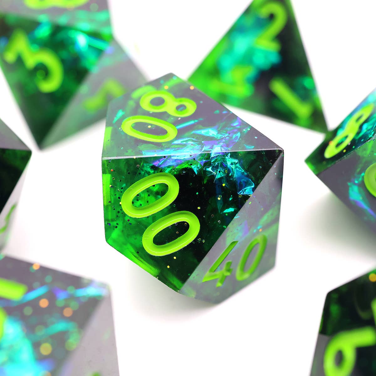 Necrotic Glimmer | Sharp Edge Dice | 7 Piece Dice Set