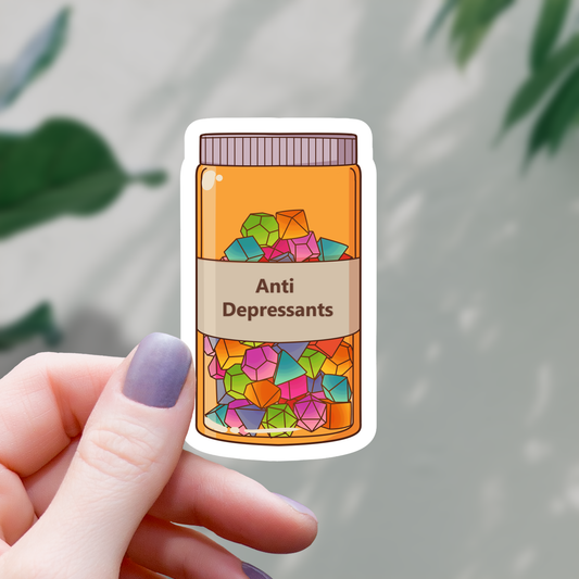Dice Anti-Depressants Sticker - 3"