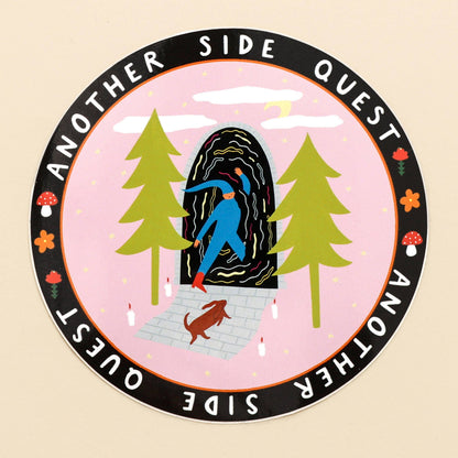 Another Side Quest Sticker | Round Vinyl Sticker | Folky