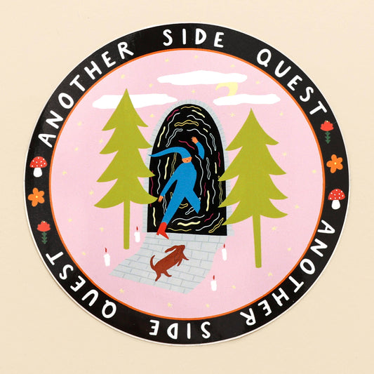 Another Side Quest Sticker | Round Vinyl Sticker | Folky