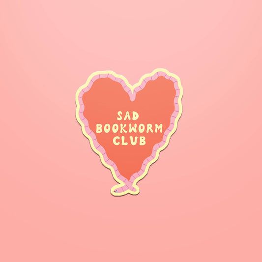Sad Bookworm Club Sticker | Die Cut Bookish Decal