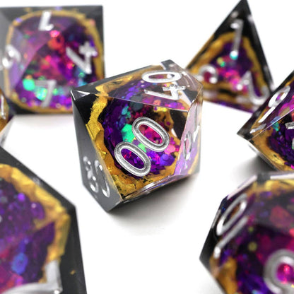 Regal Relic | Geode Sharp Edge Dice | 7-Polyhedral Set