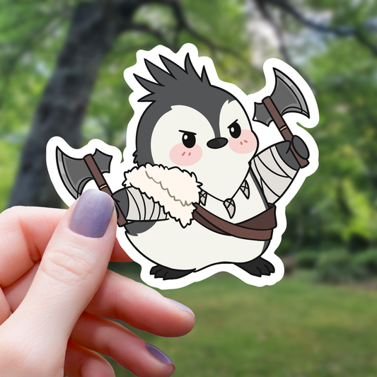 Light Penguin Barbarian TTRPG Sticker - 3"