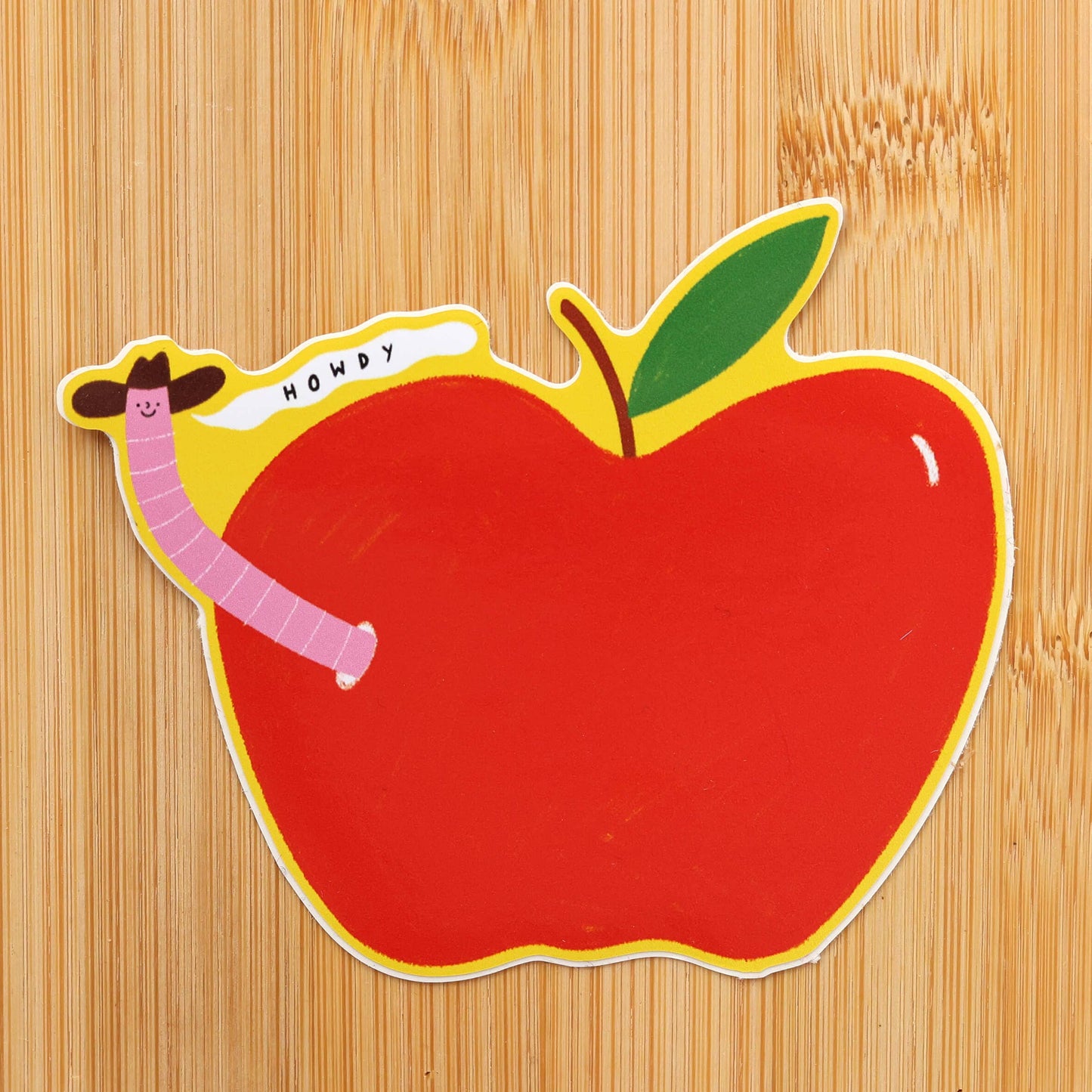 Worm Cowboy Sticker | Howdy Vinyl Sticker | Worm In Apple