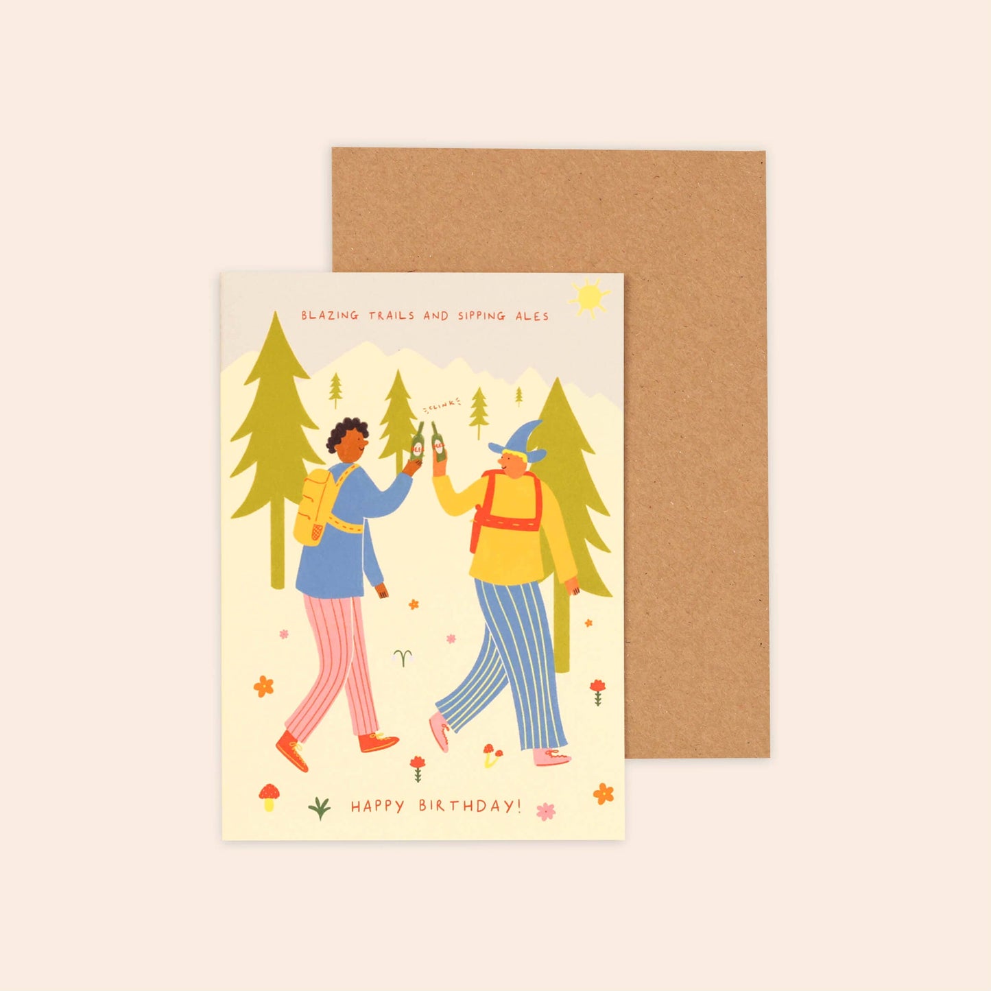 Blazing Trails, Sipping Ales Birthday Card | Hiking Card