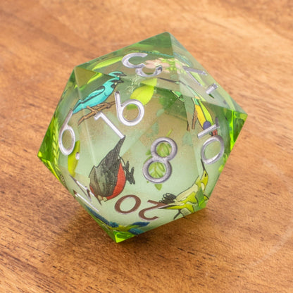 Verdant Wing | 33mm Oversized D20 Liquid Core Dice | Resin | Single D20