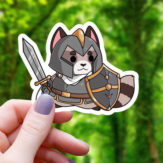 Raccoon Paladin TTRPG Inspired Sticker - 3"