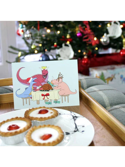 Dinner Dino Christmas Dinosaur Greeting Card