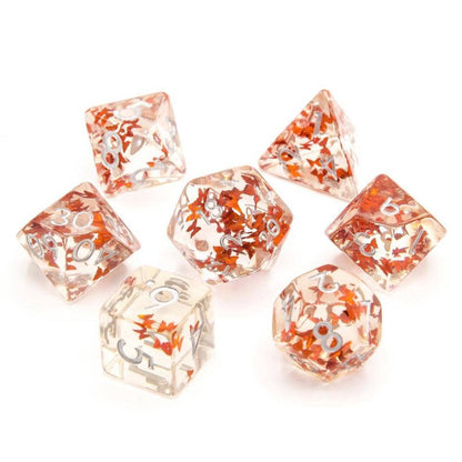 Orange Butterfly | Resin Inclusion Dice | 7-Polyhedral Set