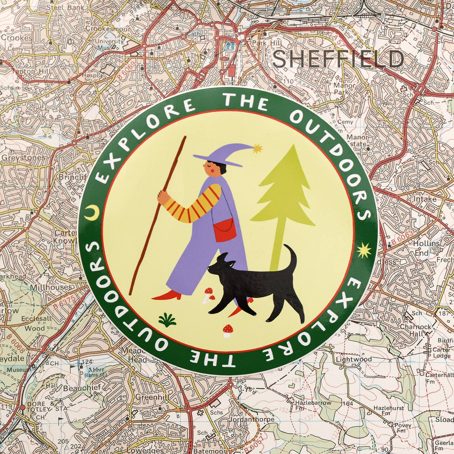 Explore The Outdoors Sticker | Round Vinyl Sticker | Folky