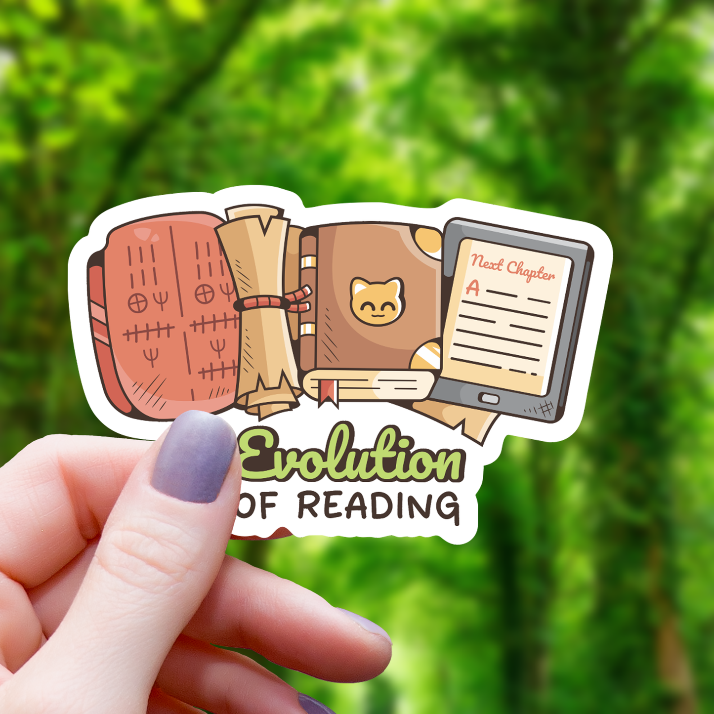 The Evolution of Reading Sticker - 3"