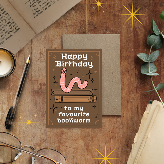 Fave Bookworm, Birthday Card