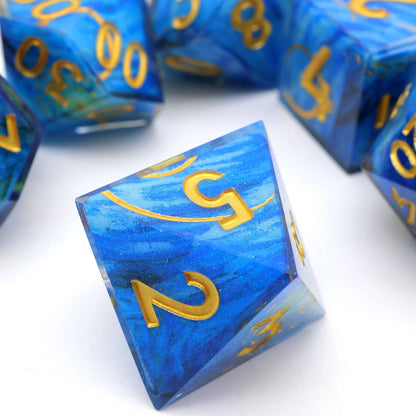 Astral Tide | Art Core Sharp Edge Dice | 7 Piece Dice Set