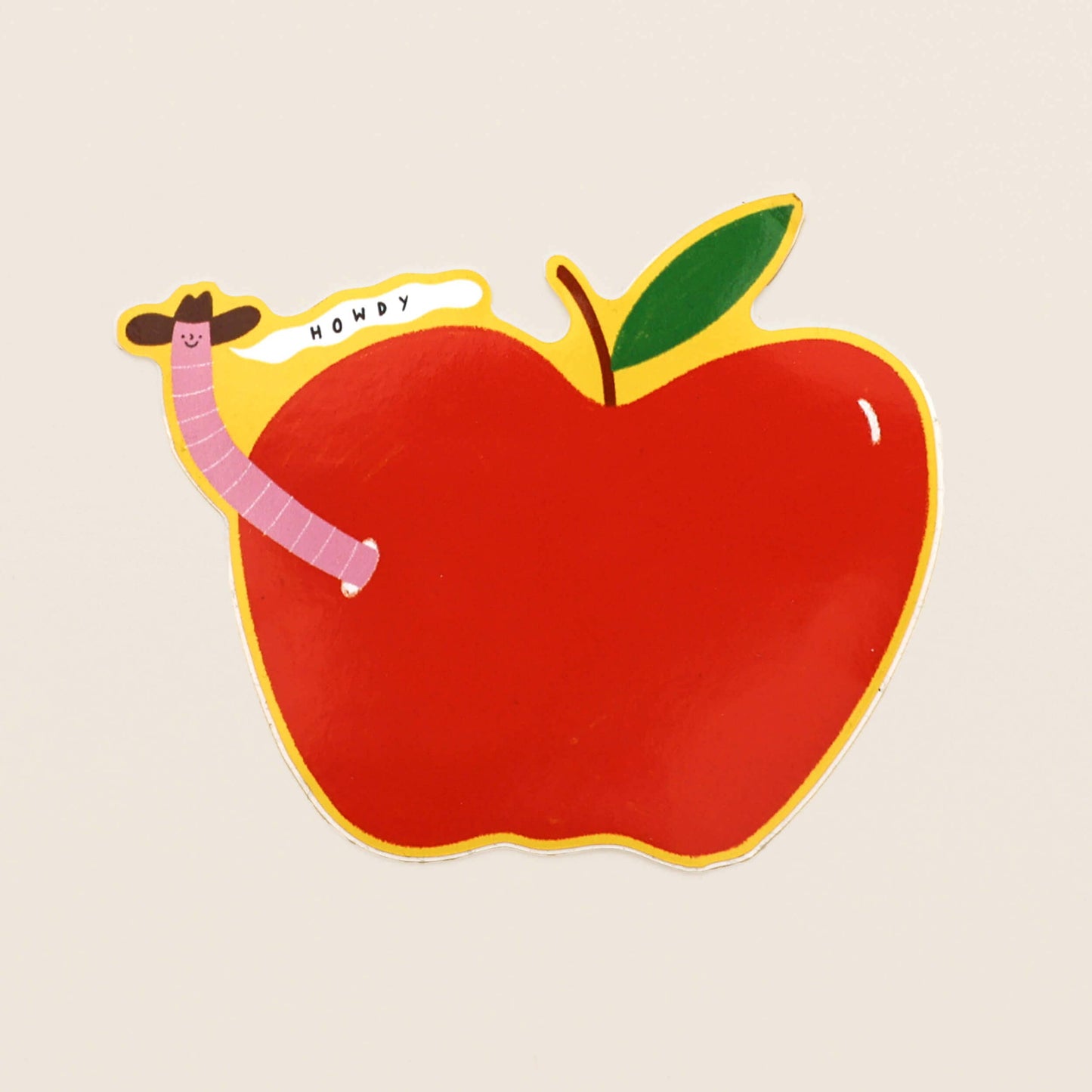 Worm Cowboy Sticker | Howdy Vinyl Sticker | Worm In Apple