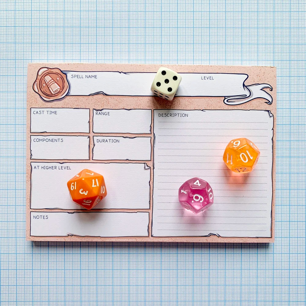 Spells memo pad | Dungeons & Dragons 5e compatible