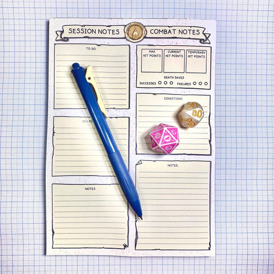 Session and combat notes memo pad | Dungeons & Dragons 5e compatible